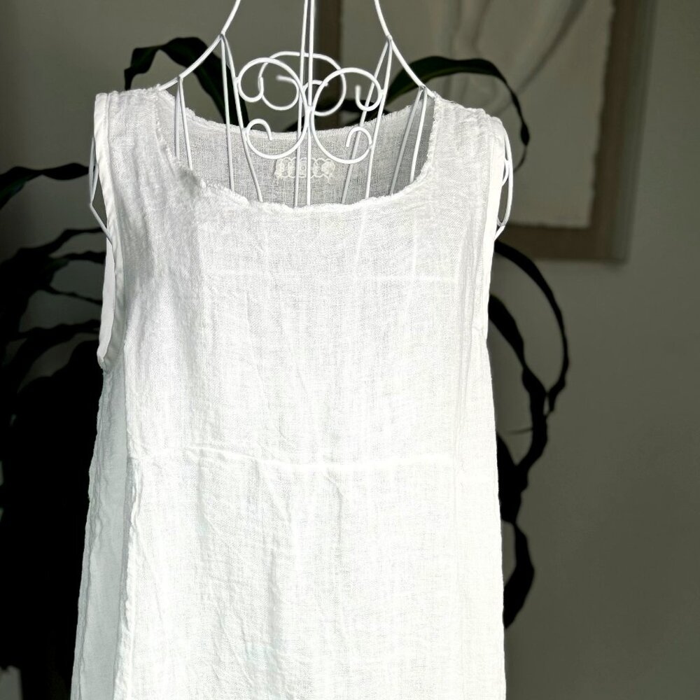 White Summer Linen and Silk Maxi Dress size Large